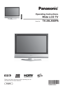 Manual Panasonic TX-26LX60PA Viera LCD Television