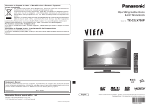 Manual Panasonic TX-32LX700P Viera LCD Television