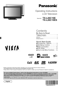 Manual Panasonic TX-L26C10E Viera LCD Television