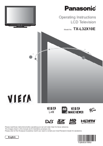 Manual Panasonic TX-L32X10E Viera LCD Television