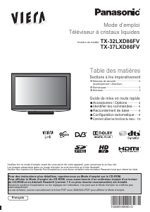 Mode d’emploi Panasonic TX-37LXD86FV Viera Téléviseur LCD