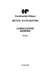 Mode d’emploi Continental Edison CECUF100AP Congélateur