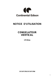 Mode d’emploi Continental Edison CECUF170S Congélateur