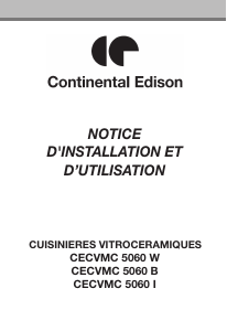 Mode d’emploi Continental Edison CECVMC5060W Cuisinière