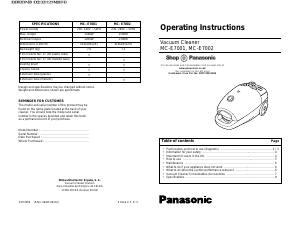 Manual Panasonic MC-E7002 Vacuum Cleaner
