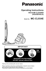 Manual Panasonic MC-CL934E Vacuum Cleaner