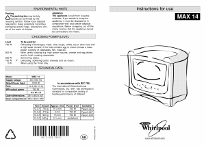 Handleiding Whirlpool MAX 14/WH/2 Magnetron