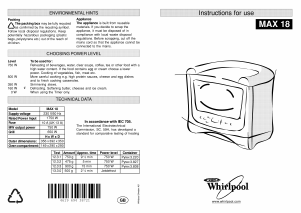 Manual Whirlpool MAX 18 WA D Microwave