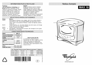 Mode d’emploi Whirlpool MAX 18/BL Micro-onde