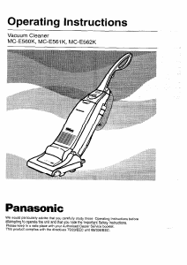 Manual Panasonic MC-E560K Vacuum Cleaner