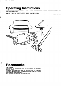 Manual Panasonic MC-E753 Vacuum Cleaner