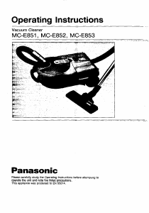 Manual Panasonic MC-E851 Vacuum Cleaner