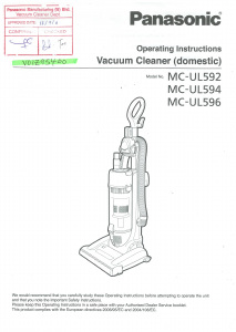 Manual Panasonic MC-UL596 Vacuum Cleaner