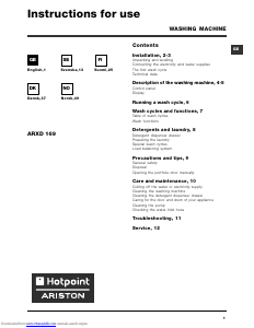 Bruksanvisning Hotpoint-Ariston ARXD 169 Tvättmaskin