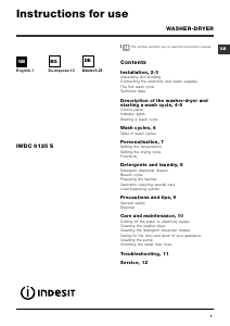 Handleiding Indesit IWDC 6125 S (EU) Was-droog combinatie
