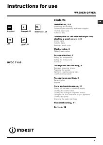 Handleiding Indesit IWDC 7105 (EX) Was-droog combinatie