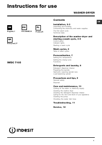 Instrukcja Indesit IWDC 7105 (EU) Pralko-suszarka