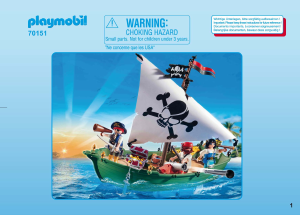 Bruksanvisning Playmobil set 70151 Pirates Piratskepp med undervattensmotor