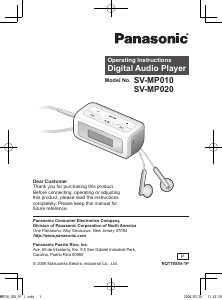 Manual Panasonic SV-MP010 Mp3 Player