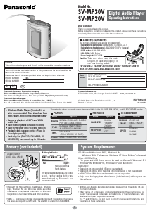 Handleiding Panasonic SV-MP30V Mp3 speler