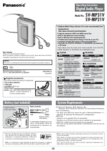 Manual Panasonic SV-MP21V Mp3 Player