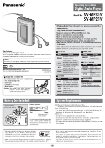 Manual Panasonic SV-MP31V Mp3 Player