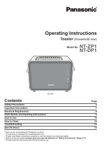 Manual Panasonic NT-ZP1VXC Toaster