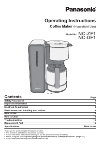 Manual Panasonic NC-DF1WXC Coffee Machine
