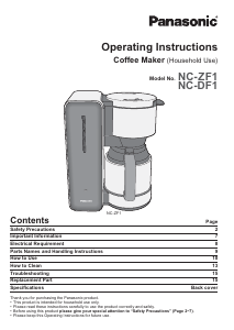 Handleiding Panasonic NC-ZF1VXC Koffiezetapparaat