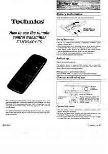 Manual Technics EUR642175 Remote Control