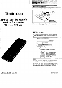 Manual Technics RAK-SSL122WH Remote Control