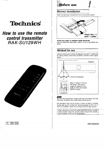 Manual Technics RAK-SSU129WH Remote Control