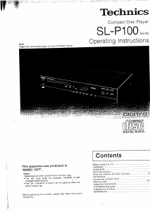 Manual Technics SL-P100 CD Player