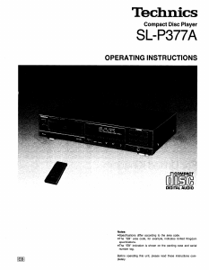 Manual Technics SL-P377A CD Player