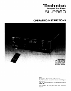 Manual Technics SL-P990 CD Player