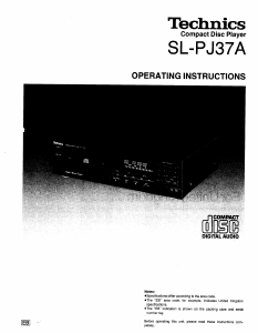 Manual Technics SL-PJ37 CD Player