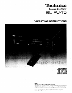 Manual Technics SL-PJ45 CD Player