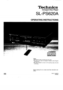 Manual Technics SL-PS620A CD Player