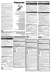 Manuale Panasonic RP-HC31 Cuffie