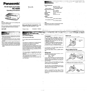 Handleiding Panasonic RC-6066 Wekkerradio