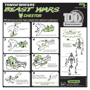 Manual Hasbro 81181 Transformers Beast Wars Cheetor 10th Anniversary