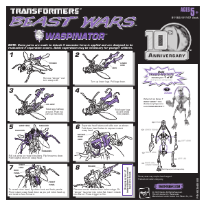 Manual Hasbro 81182 Transformers Beast Wars Waspinator 10th Anniversary