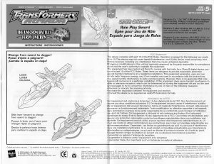 Mode d’emploi Hasbro 90772 Transformers Armada Star Saber Sword Roleplay
