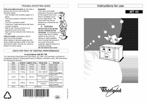 Manual Whirlpool MT 44/WH Microwave