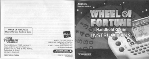 Manual Hasbro Wheel Of Fortune Handheld