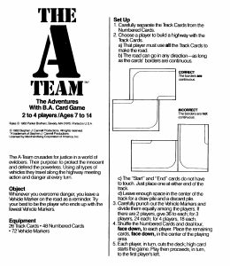 Manual Hasbro A-Team Adventures With B.A. Card Game