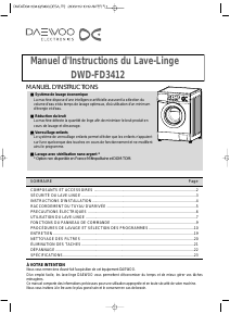 Mode d’emploi Daewoo DWD-FD3412 Lave-linge