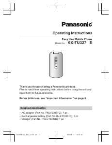 Manual Panasonic KX-TU327EBE Mobile Phone