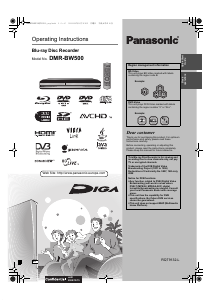 Manual Panasonic DMR-BW500 Blu-ray Player