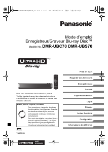 Mode d’emploi Panasonic DMR-UBS70EG Lecteur de blu-ray